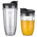 2-Pack Cup Replacement Parts with Lid for Ninja Blender Auto-iQ BL450C BL451C BL481C BN751C BN750C BN801 BN801C BN400C Nutri Ninja Food Processor SS101C SS150C SS151C SS351C,18oz & 24oz Smoothie Cups
