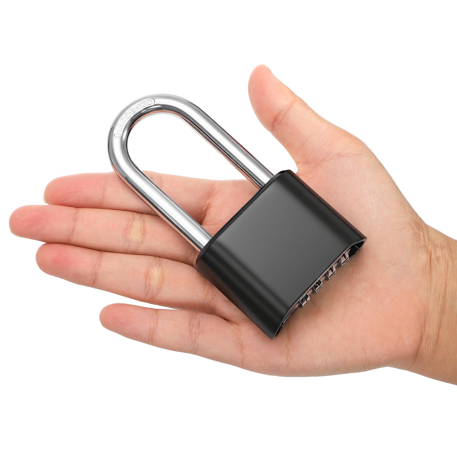 Hiceeden 2 Pack 4 Digit Heavy Duty Combination Lock, Long Waterproof Shackle Padlock, Resettable Zinc Alloy Lock for Outdoor, Gate, Fence, School Gym Locker, 2" Wide, Black