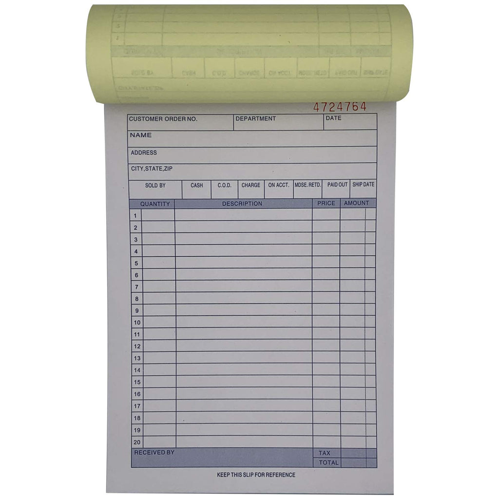 10 Pack Large Sales Order Book Receipt Invoice Duplicate Carbonless 50 Sets 5.9/16" X 8.7/16" (10 pck Vertical)