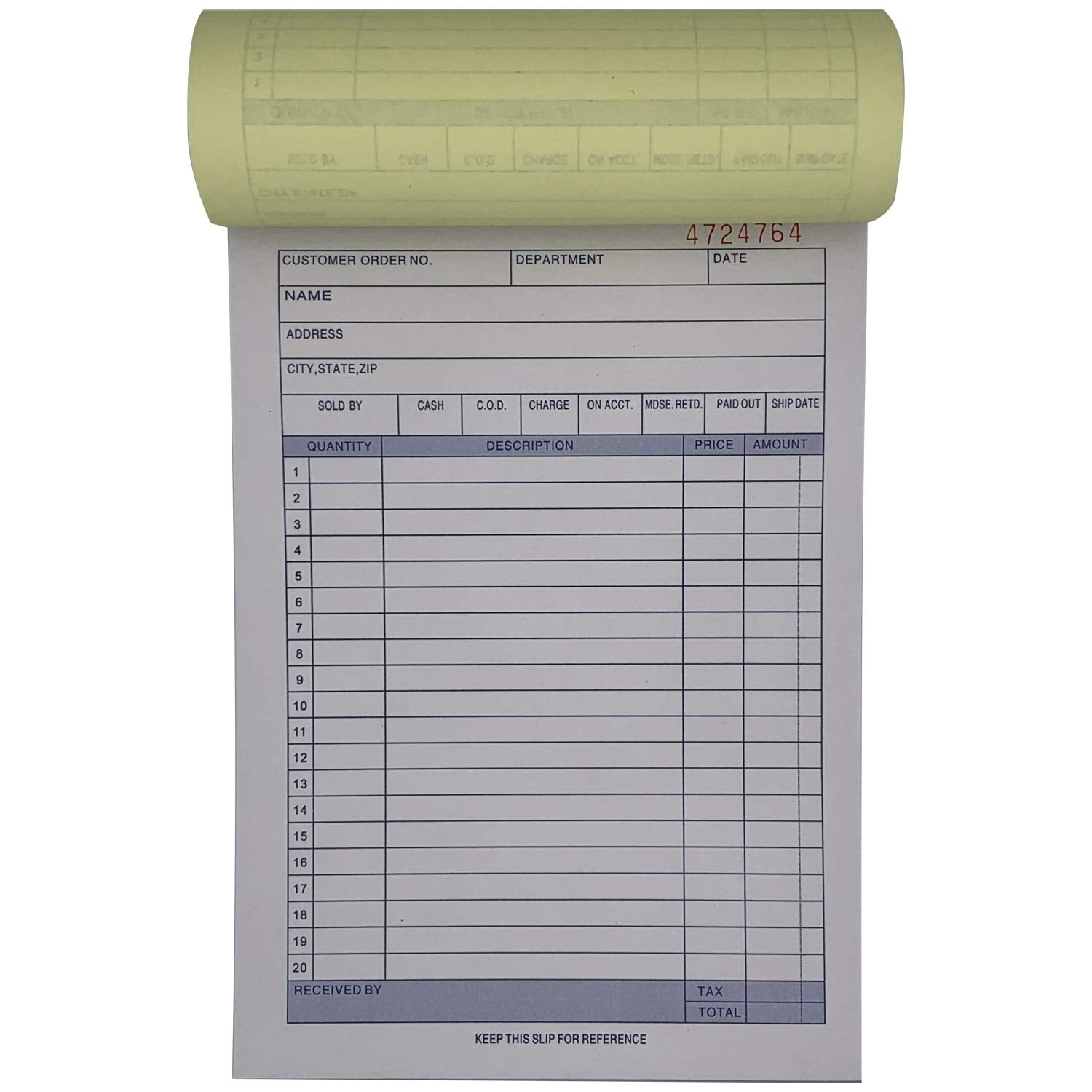 10 Pack Large Sales Order Book Receipt Invoice Duplicate Carbonless 50 Sets 5.9/16" X 8.7/16" (10 pck Vertical)