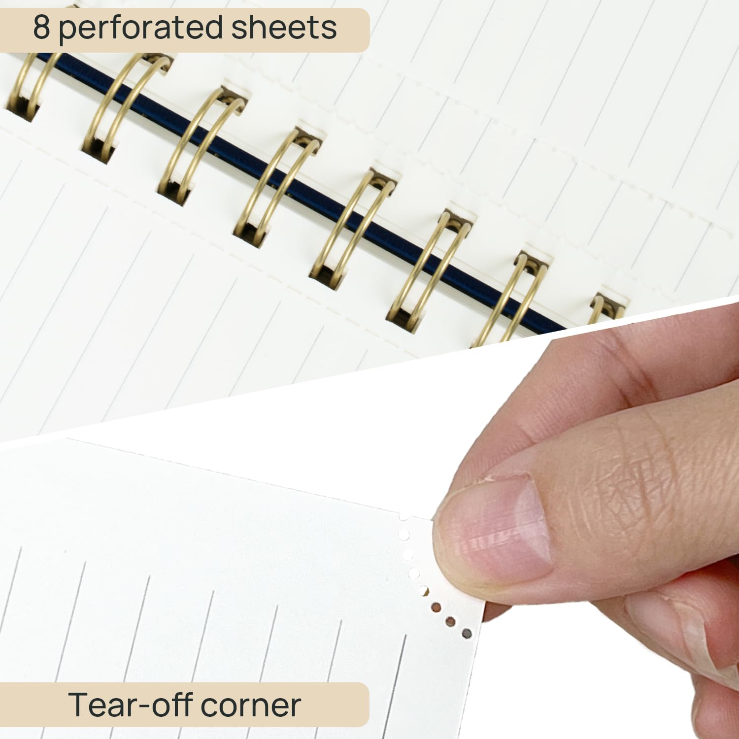 POPRUN Lined Spiral Journal Notebook [A5-5.75'' x 8.25''] - 120 GSM Thick Paper, 141 Numbered Pages, College Ruled Notebook for Men & Women with Pocket, Index Tabs, 8 Perforated Sheets, Royal Blue