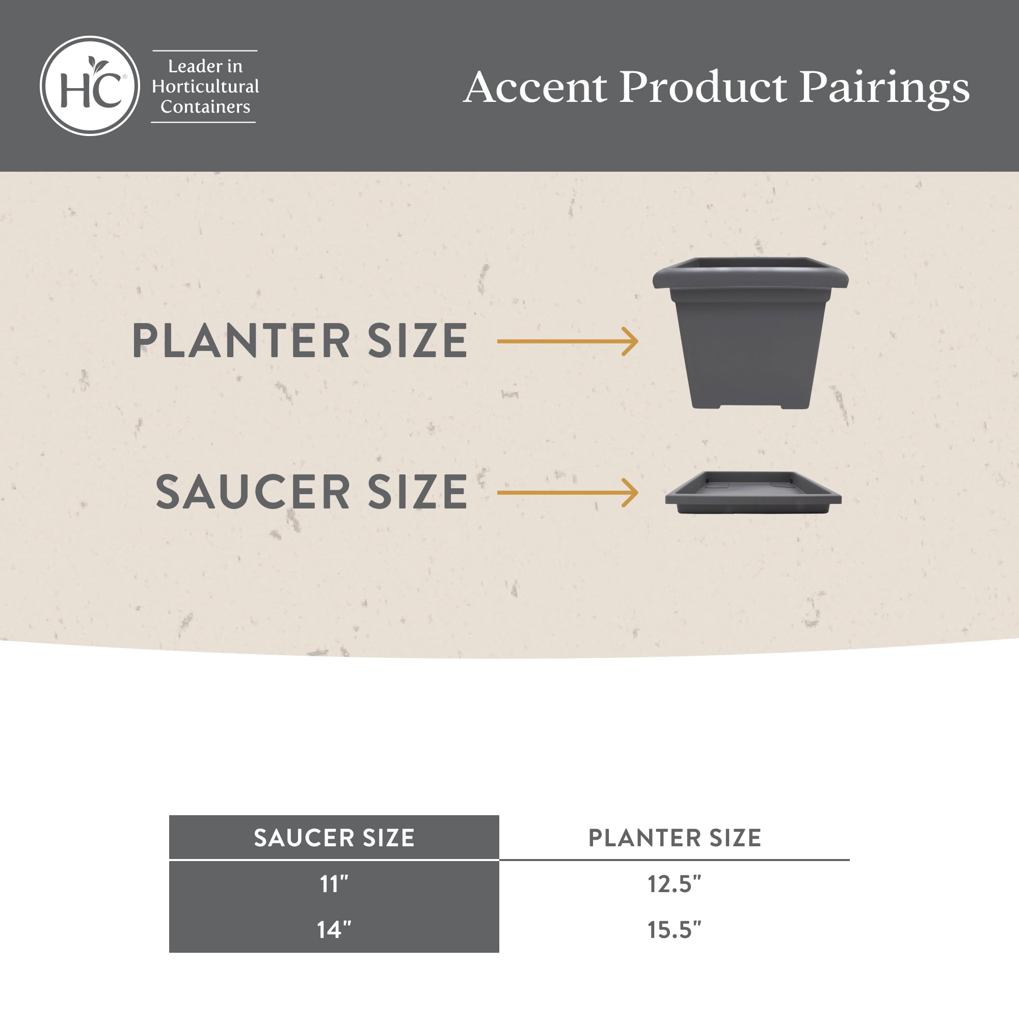 The HC Companies Accent Square Plant Saucer - Durable Plastic Trays For Plants - Stylish Square Tray For Water Drainage - UV Resistant Planter Saucer For Indoor And Outdoor Use (11”, Black, Pack of 2)