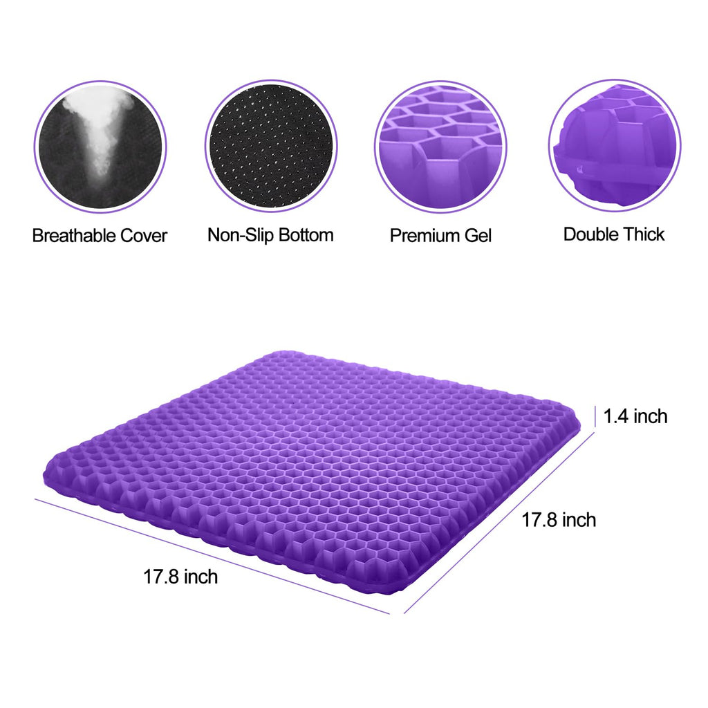 Large Gel Seat Cushion for Long Sitting with 2 Non-Slip Cover- 45 x 45cm,Soft & Breathable,Seat Cushion for Desk Chair,Wheelchair,Car,Stadium,Airplane,Blue Support,Office Chair,air Plane,bleacher