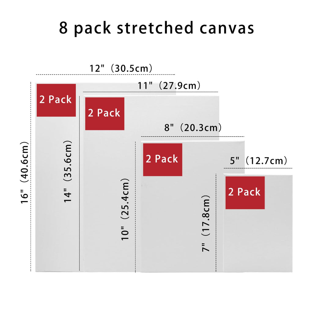 Artecho Stretched Canvas multi-size 8pcs