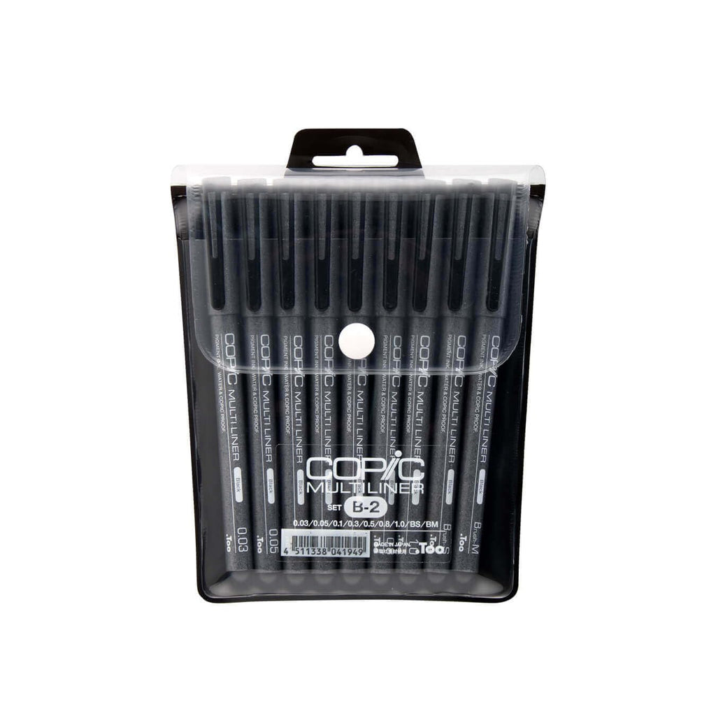 Copic Markers MLB2 9 Piece Multiliner Inking Pen Set B-2, Black