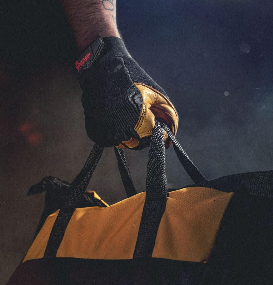 Watson Gloves Flextime Glove - Water-Resistant Goatskin Leather Palm, Spandex Back, Hooded Fingertips & Reinforced Thumb, Hook & Loop Strap (Large)