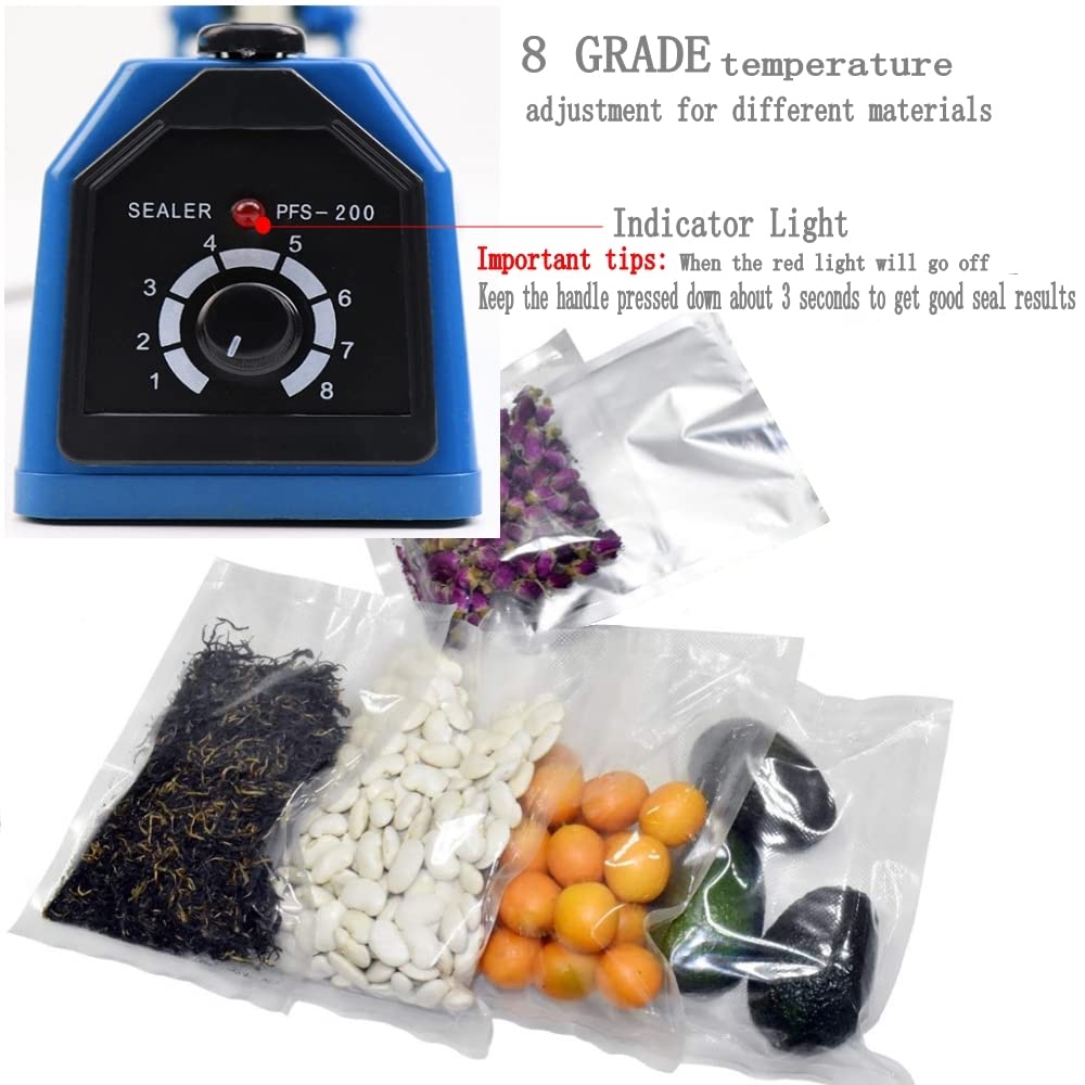 Impulse Heat Sealer Manual 8 Inch Sealing Machine for Plastic Bags PE PP With Extra Replace Element Grip