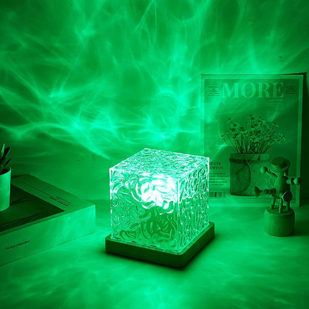 Ocean Wave Projector Light,16 Colors Gradual Water Cube with Remote Control, 3D Water Ripple Romantic Ambient Lighting for Kids Adults,Ocean Wave Night Light for Bedroom