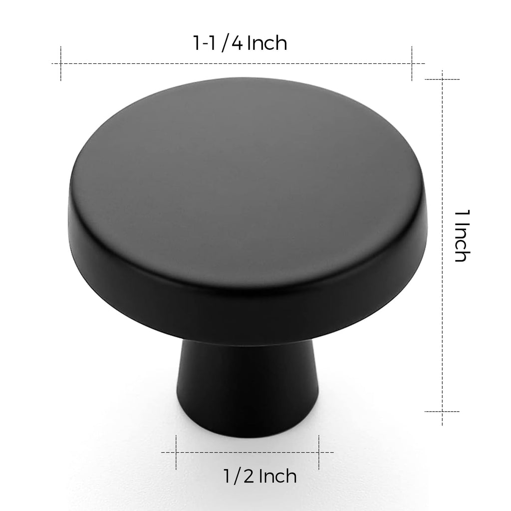 Ravinte 10 Pack Drawer Pulls 1-1/4 Inch Kitchen Cabinet Knobs Solid Round Dresser Drawer Knobs Matte Black Dresser Knobs Drawer Knobs Simple Cabinet Hardware for Cupboard Drawer Pulls
