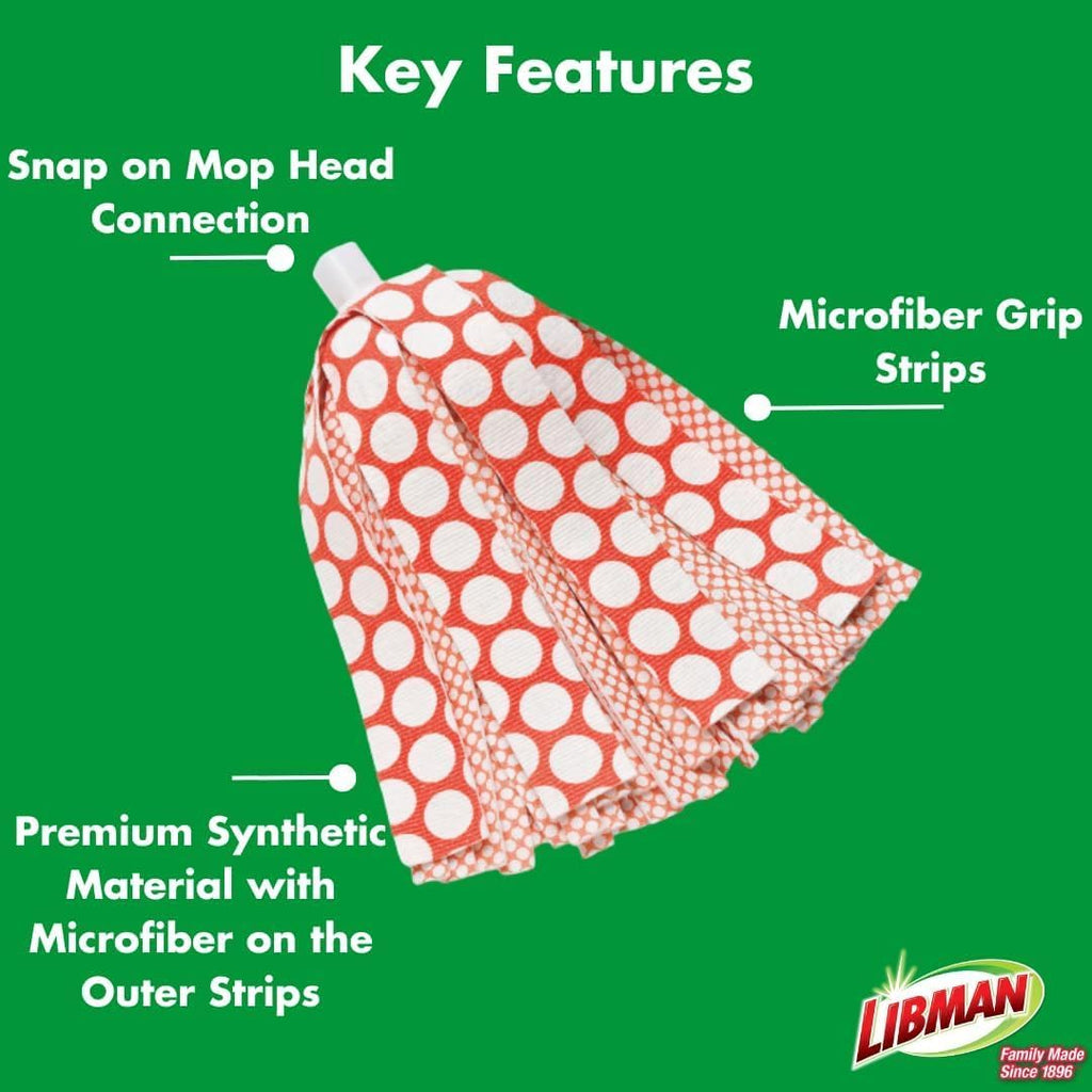Libman Wonder Mop Refill Pack – for Powerful Cleanup – Three Absorbent Wet Mop Replacement Heads for Hardwood, Tile, Vinyl. Machine Washable., Model Number: 1208