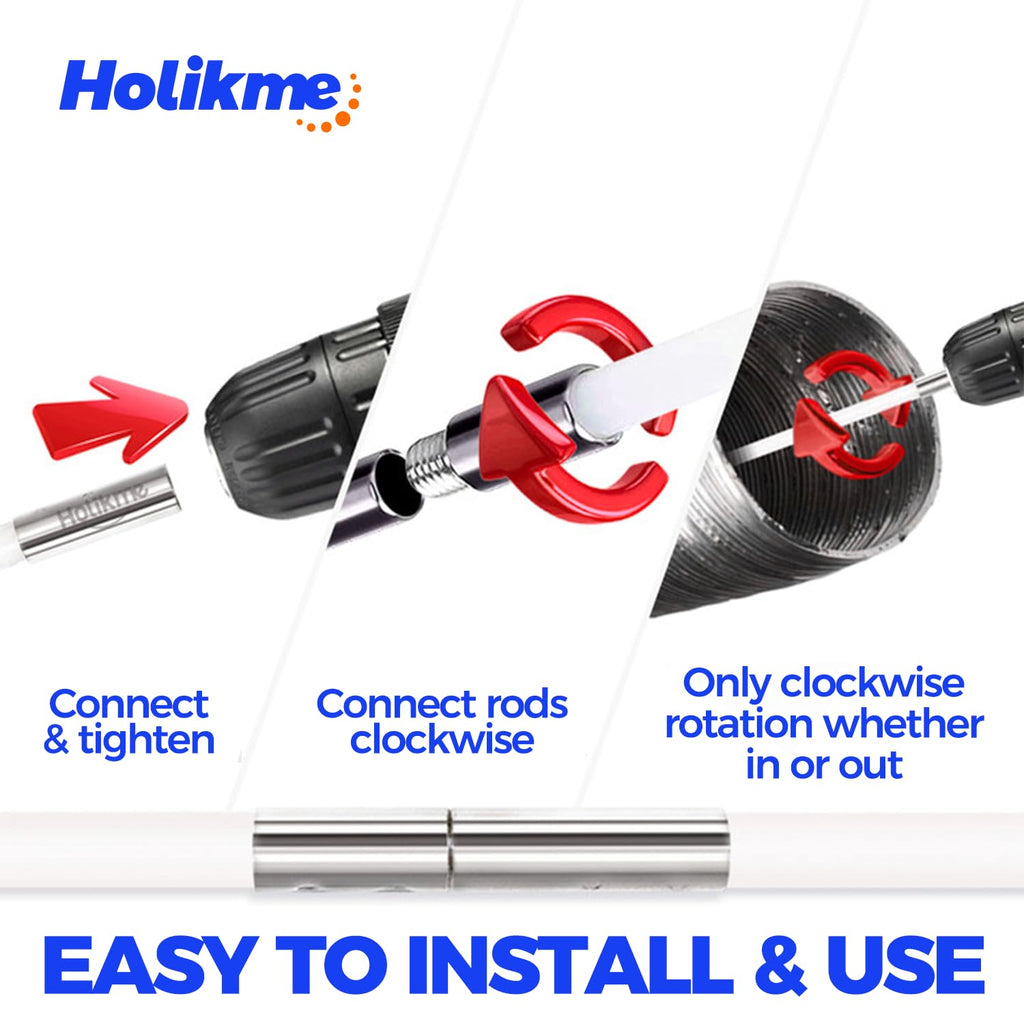 Holikme 35 Feet Dryer Vent Cleaning kit,Dryer Duct Cleaning kit,Lint Remover,Synthetic Brush Head, Use with or Without a Power Drill