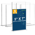 DEZEQO Double-Sided 5 x 7 Acrylic Menu Sign Holder Stand 6 Pack - Highlight Your Menus with Clarity and Style - Perfect for Restaurants, Cafes, and Events - Sturdy and Versatile Display Solution
