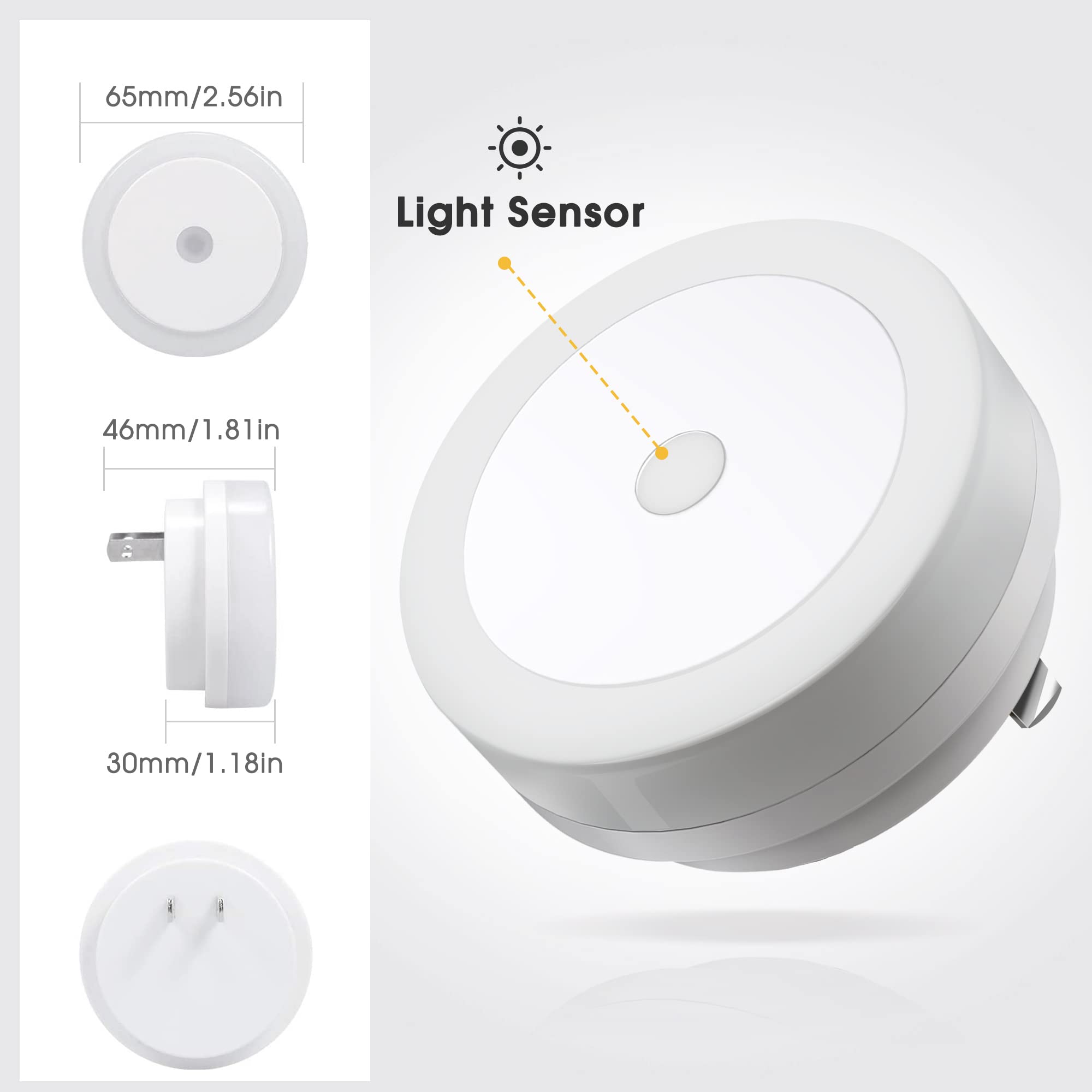 Briignite Night Light, Plug into Wall [2Pack] with Light Sensors, LED Night Light for Kids Room, Baby, Bathroom Night Light, Stair, Hallway Light, Warm White