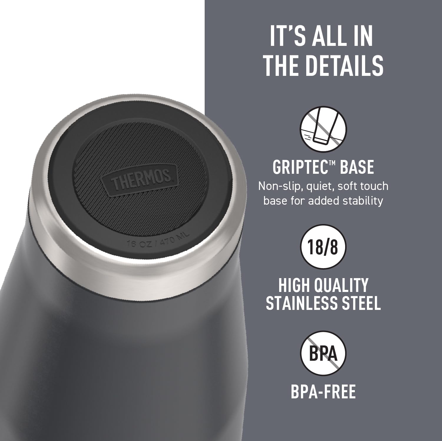 THERMOS, ICON Series, Stainless Steel Mug, Granite, 470mL