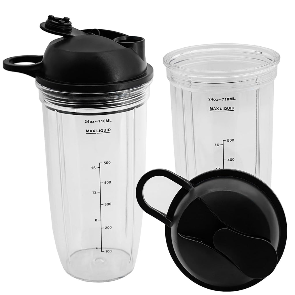 2-Pack Replacement Cups with Flip-Top to-Go-Lids Compatible with Nutri Bullet NB50100C Pro 1000W Single Serve Blender & NutriBullet ZNBF30500ZC Blender Combo 1200 Watt Replacement Parts Accessory