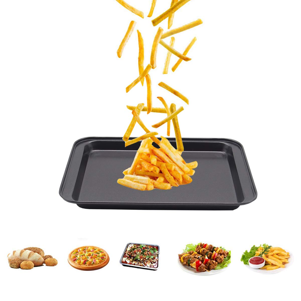 HYTK Small Baking Sheet Nonstick 9.45 X 7.09 Inch (Inner 7.5x6), 8 Inch Mini Cookie Tray Toaster Conventional Oven Pan No Warp No Rust Magnetic Bakeware for 1 to 2 person 2 Pack