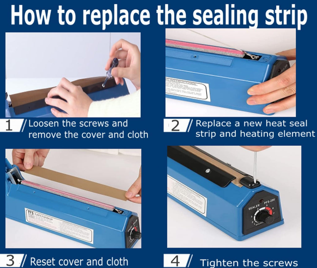 Yeler 8 Inch Impulse Heat Sealer, Manual Poly Machine for Plastic Bags PE PP Bags with Extra Replace Element Grip
