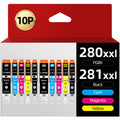 [10 Pack] 280XXL 281XXL Compatible Ink Cartridge Replacement for Canon 280 281 PGI-280XXL CLI-281XXL Work with Pixma TR8620a TR7620a TR8620 TR8520 TR7020a TS702 TR7520 TS9520 TS9120 Printers