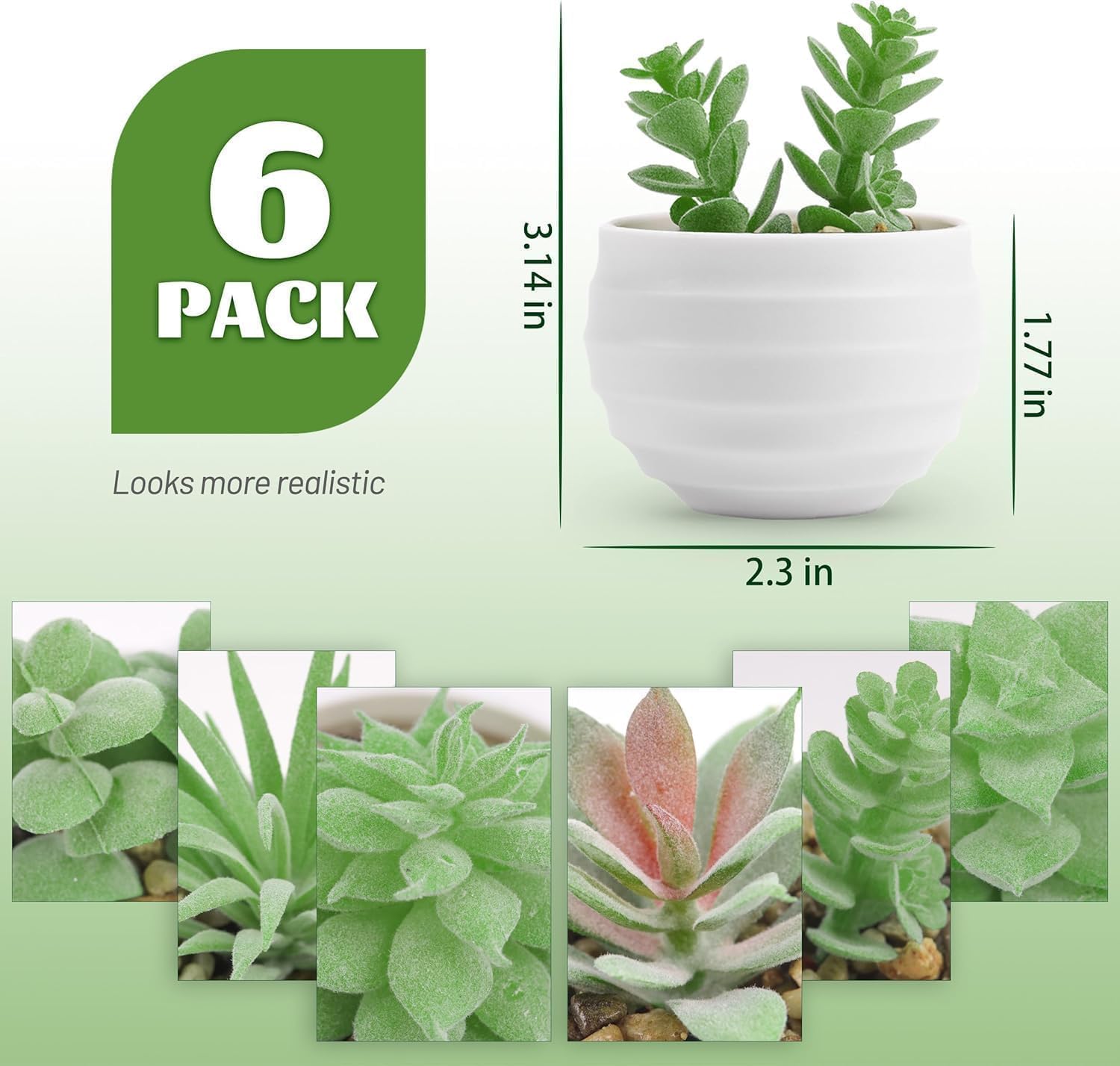 Der Rose 6Pcs Small Fake Plants Cute Artificial Succulent Faux Plants for Home Bathroom Living Room Office Desk Shelf Bookshelf Decor Indoor Aesthetic