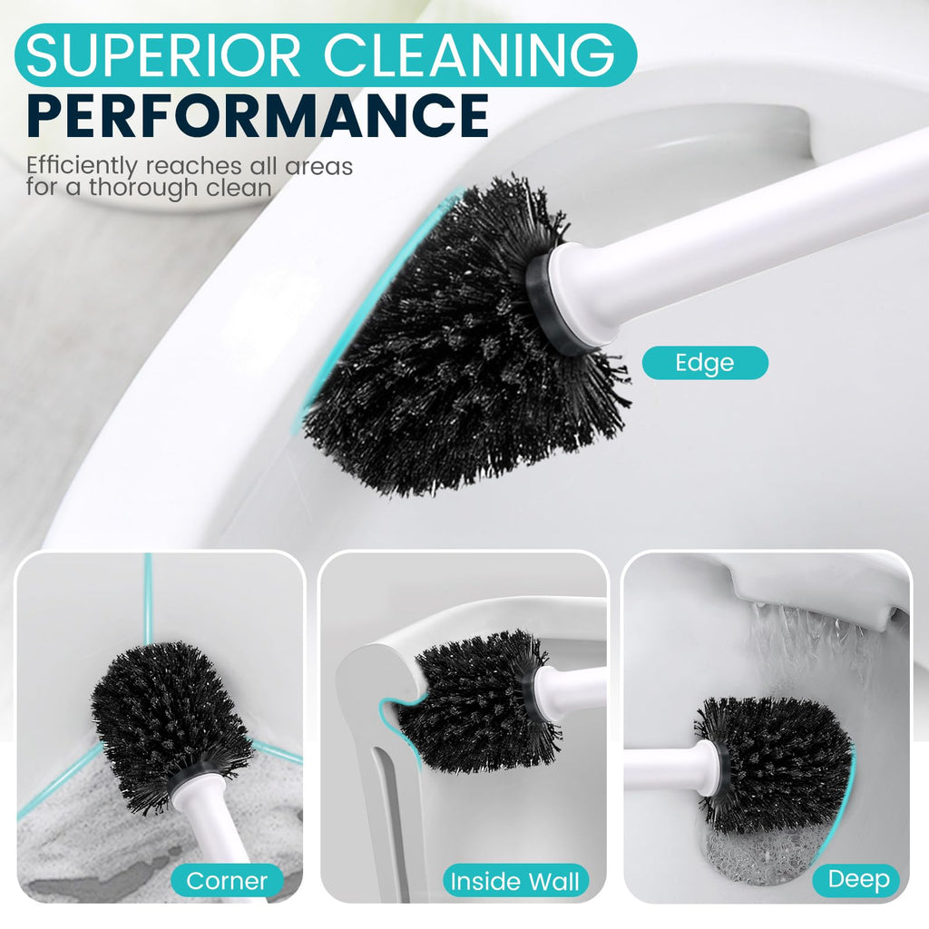 Toilet Brush Toilet Bowl Cleaner Brush and Holder with Dense Durable Scrubbing Bristles Black Toilet Scrubber for Bathroom Deep Cleaning