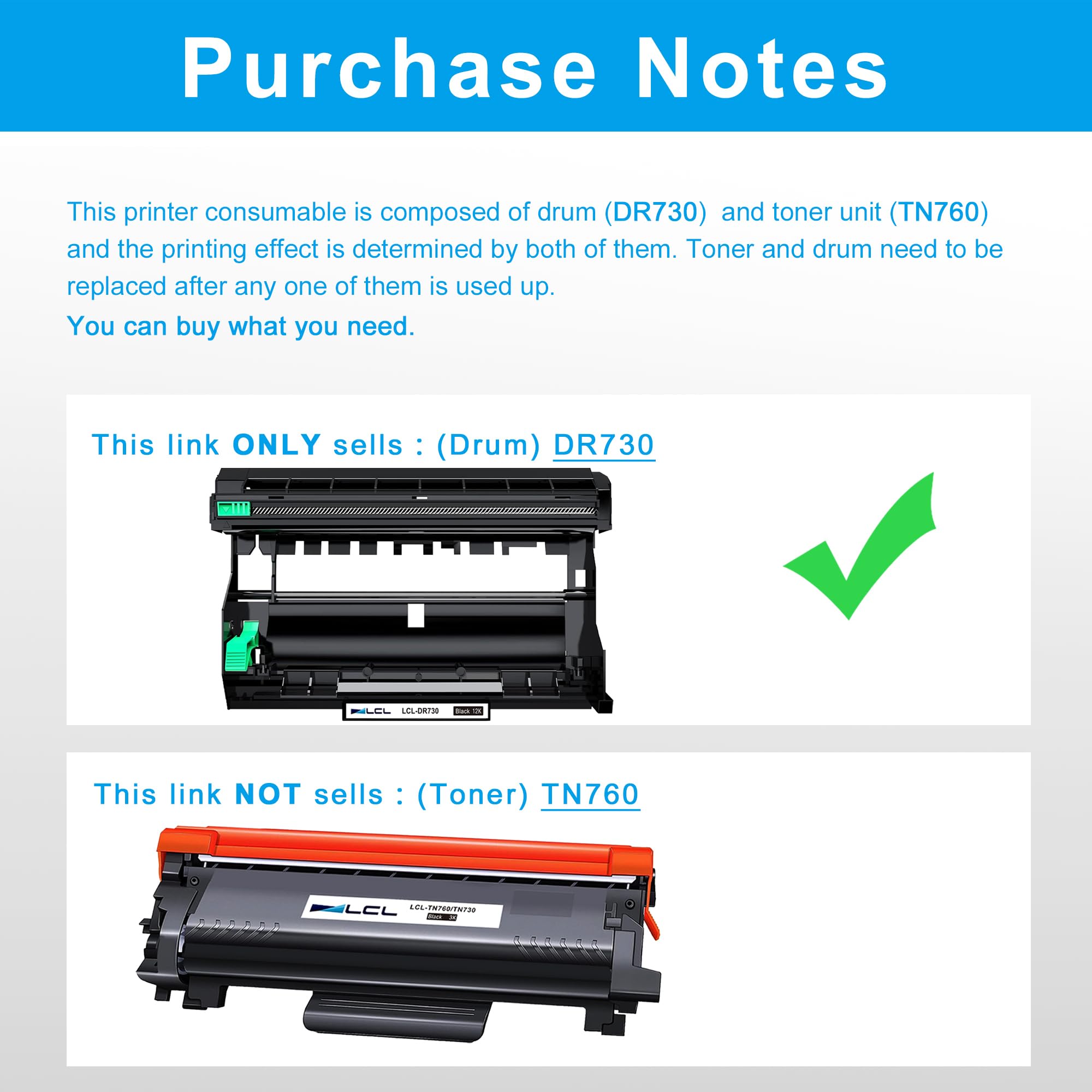 LCL Compatible Drum Unit Replacement for Brother DR730 DR-730 12000 Pages(1-PK,Black)for HL-L2350DW HL-L2390DW HL-L2395DW HL-L2370DW HL-L2310D HL-L2357DW HL-L2370DN HL-L2375DW HL-L2370DWXL MFC-L2710DW