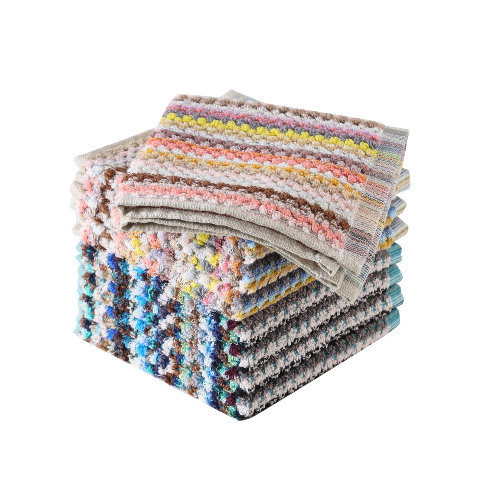 Oeleky Kitchen Dishcloths for Washing Dishes, Ultra Absorbent Dish Rags, Cotton Cleaning Cloths Pack of 8, 12x12 Inches