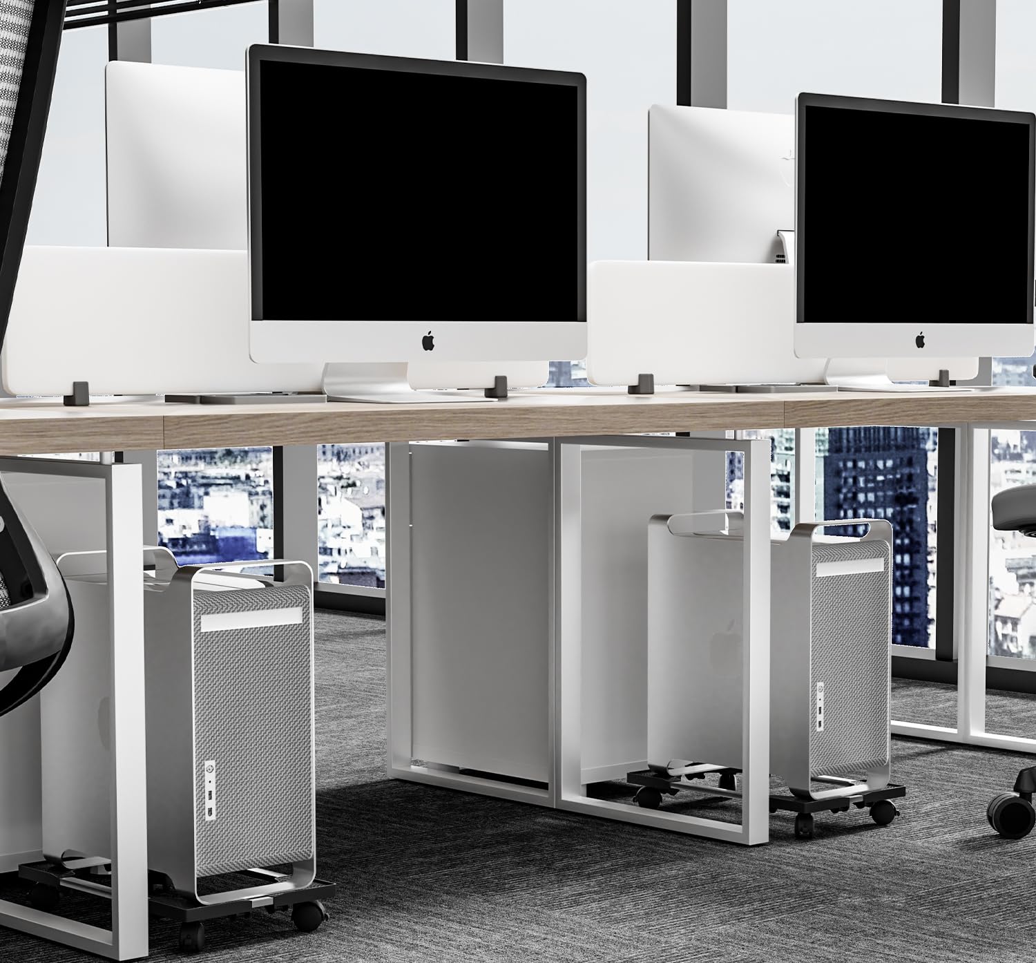 Computer Tower Stand Universal Adjustable Rolling PC Tower Stand with 4 Casters | Space-Saving Mobile CPU Fits Most Computer Cases Under Desk