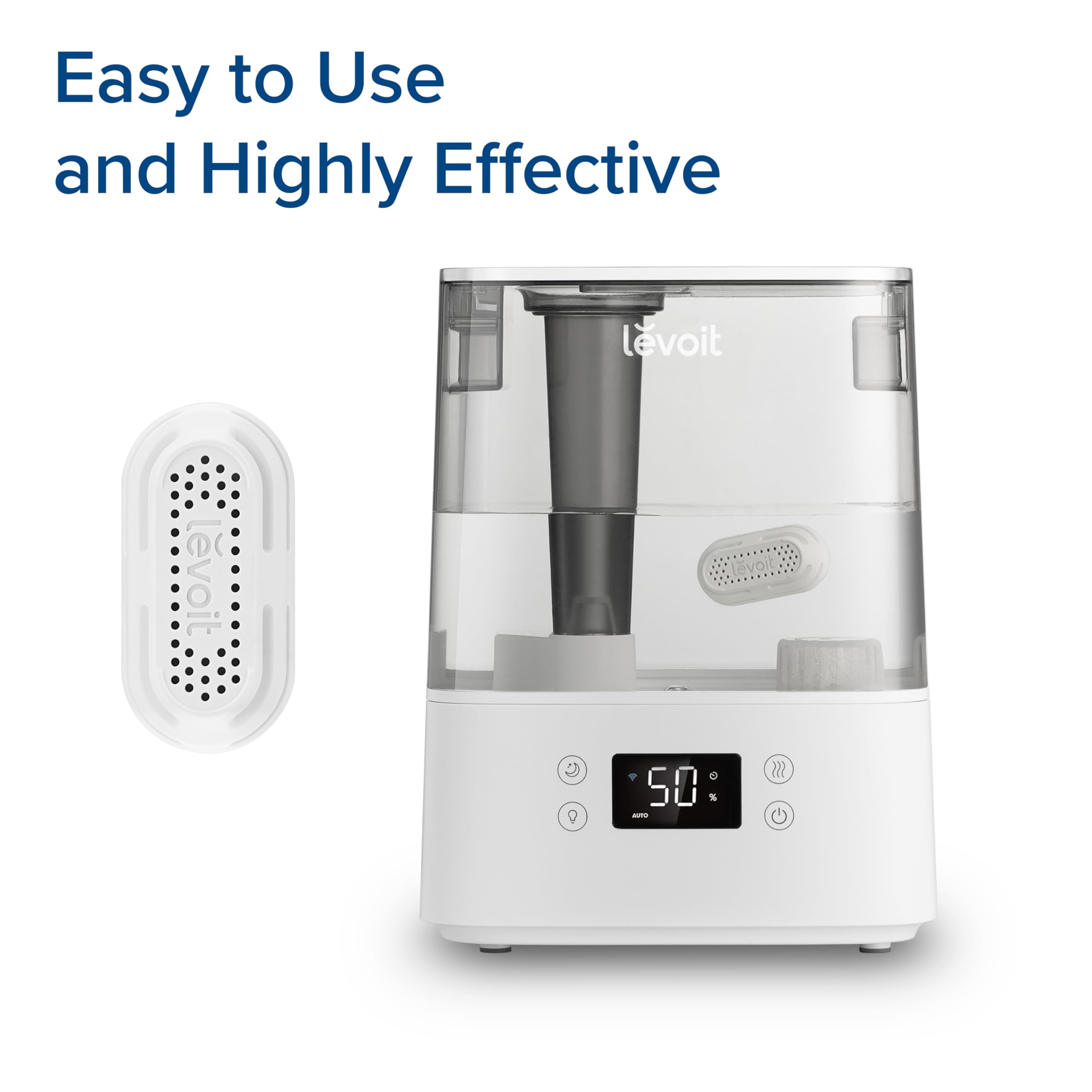 Levoit 3-Pack Humidifier Water Softener, Demineralization Cartridge, Compatible with All LEVOIT Top Fill Humidifiers, Calcium and Magnesium Ion Softening, Ultrasonic Welding Design, APP Reminder