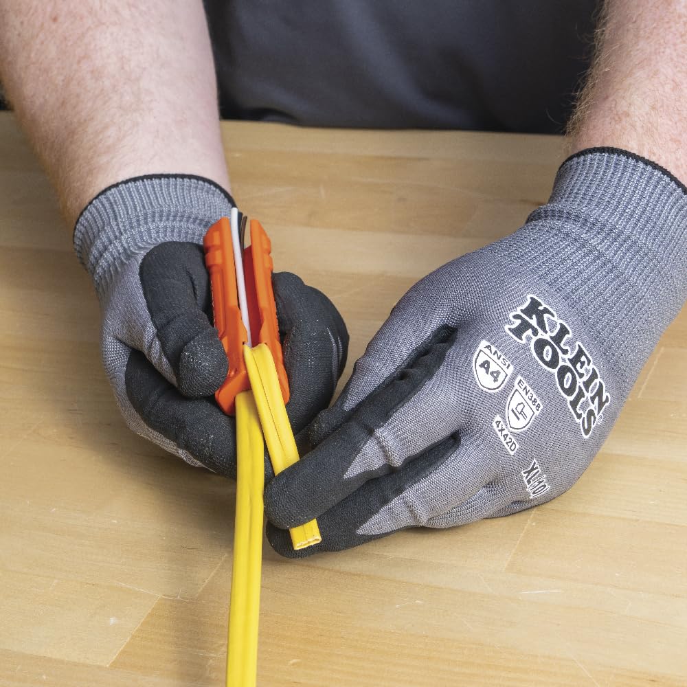 Klein Tools L1412 5-in-1 Cable Stripping Tool for 12-14 AWG, NM Cable Ripper (12/2 and 14/2 Romex), Magnetic with Wire Looping Hole