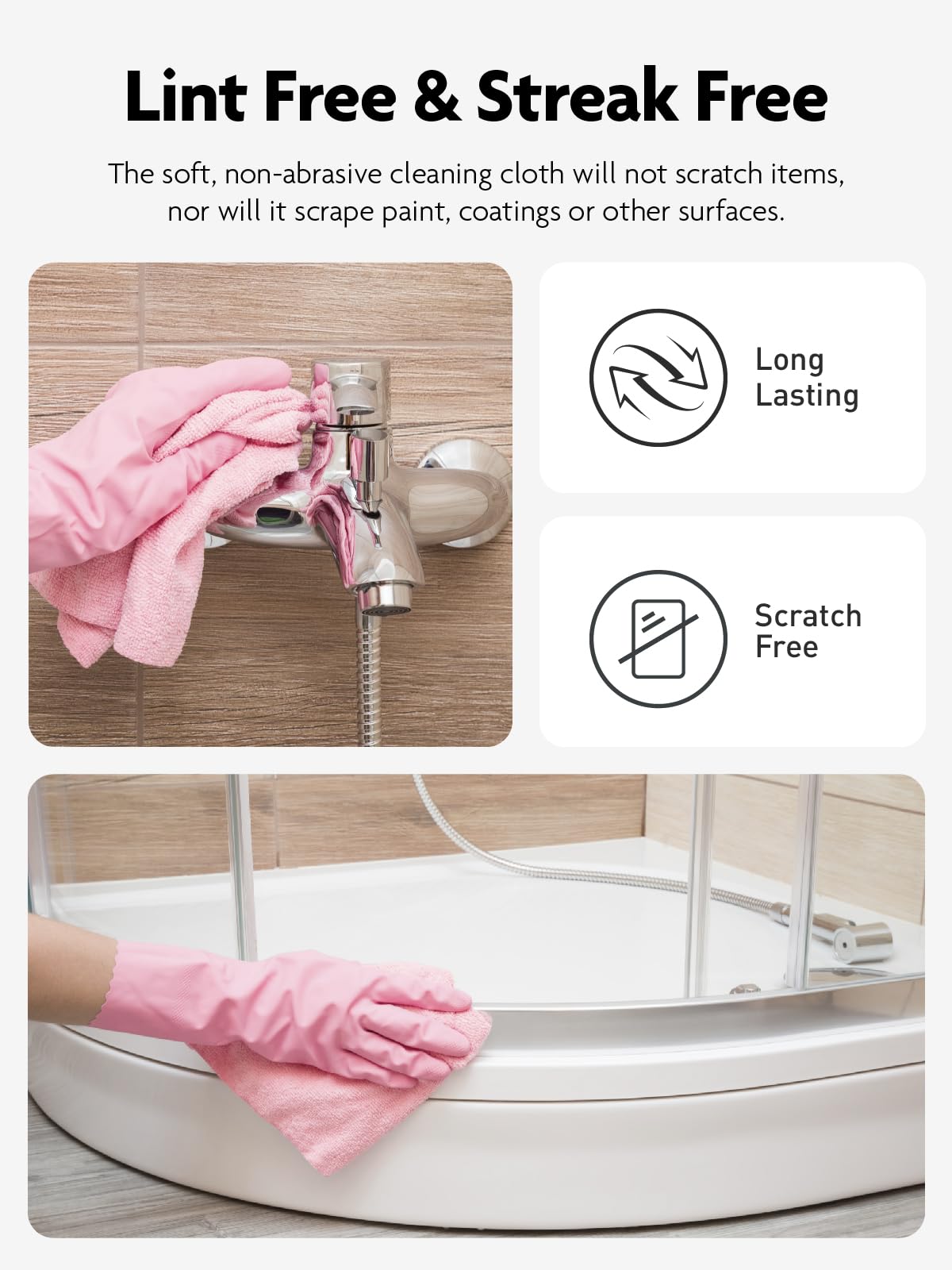 Fantasticlean Microfiber Cleaning Cloth Roll -40 Sheets, Tear Away Microfiber Towels, 30x30cm, Reusable, Washable, Scratch Free, Ultra Absorbent Dish Rags for Car, Home, Garage or Shop (Pink)