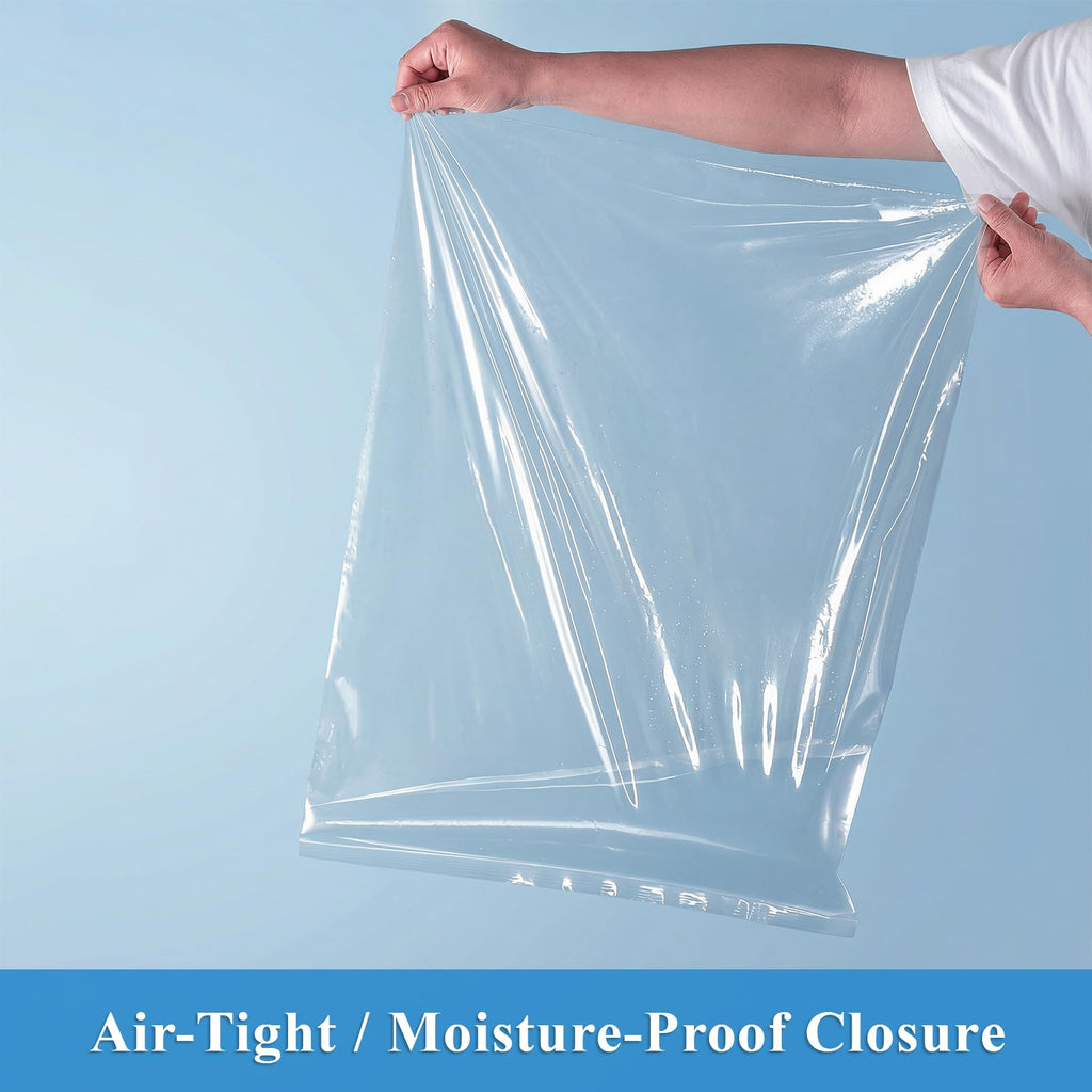 Elsjoy 50 Pack 18" x 24" Large Reclosable Storage Bags, 5 Gallon Resealable Zipper Plastic Bags for Clothes, Clear Reusable XL Zip Bags for Moving, Food, Clothing