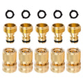 Primachen Garden Hose Quick Connectors Solid Brass 3/4 inch GHT Easy Connect Fittings No-Leak Water Hose Male Female (5 Sets)