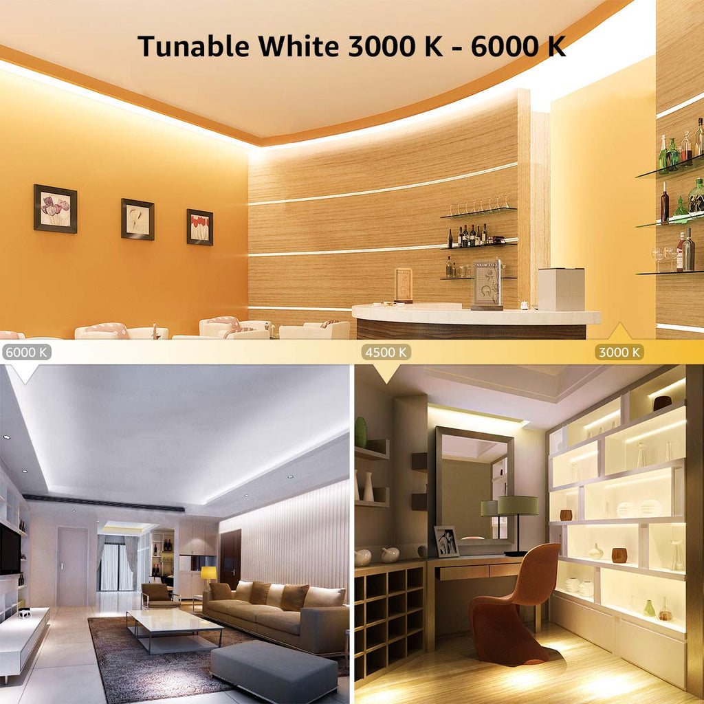 Lepro LED Strip Lights, 32.8ft Dimmable Light Strip, 3000-6000K Tunable White,600 LEDs SMD 2835 LED Tape Light for Bedroom Home Kitchen, Non-Waterproof