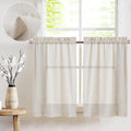 JINCHAN Tier Curtains Linen Textured Small Cafe Curtain Long Curtains for Kitchen Window Treatment Set 24 Inches 2 Panels Crude