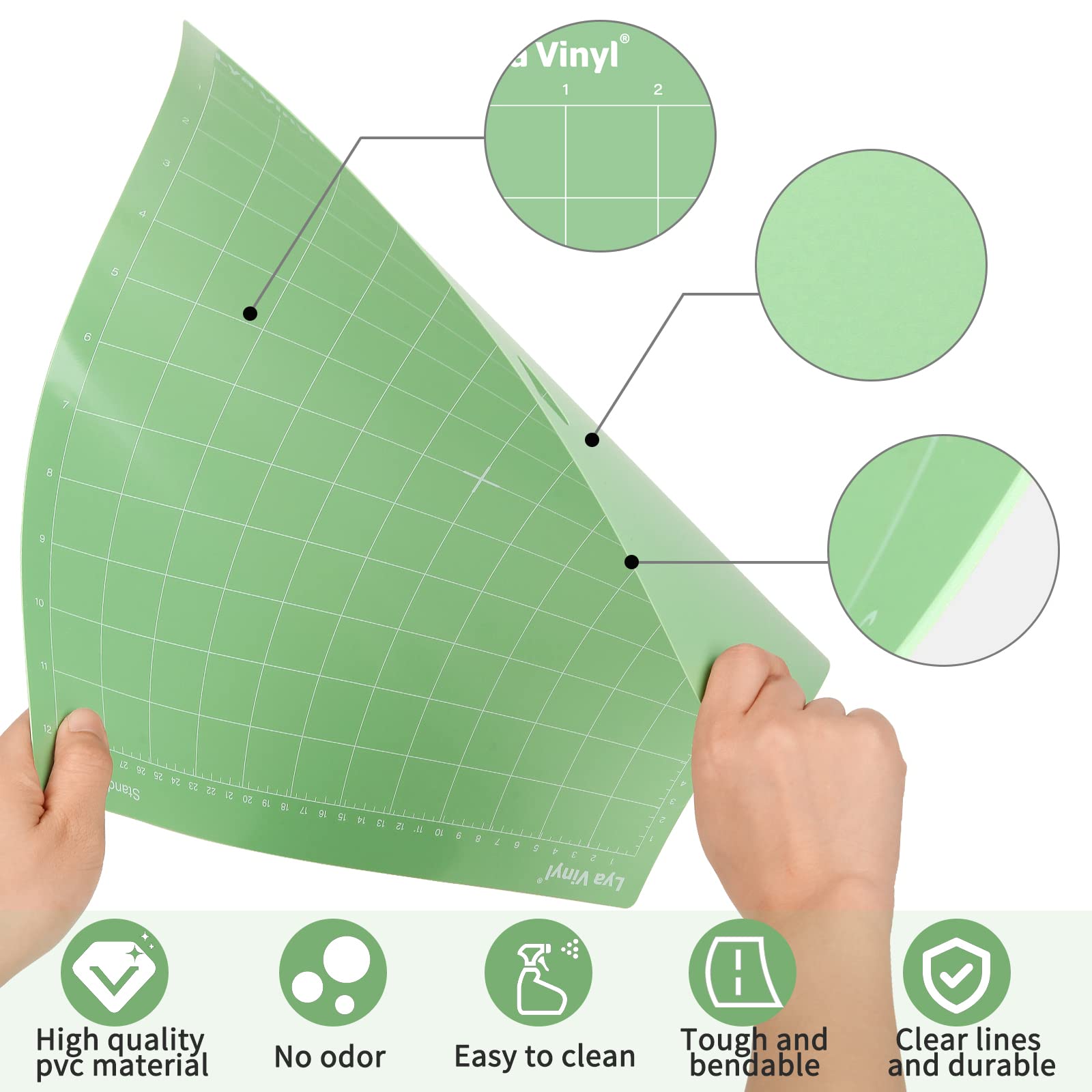 Lya Vinyl Cutting Mats - 8 Pack Variety Mats 12x12 INCH, Mats for Permanent Vinyl (StandardGrip, LightGrip, StrongGrip, FabricGrip) for Cricut Explore Air Series & Accessories