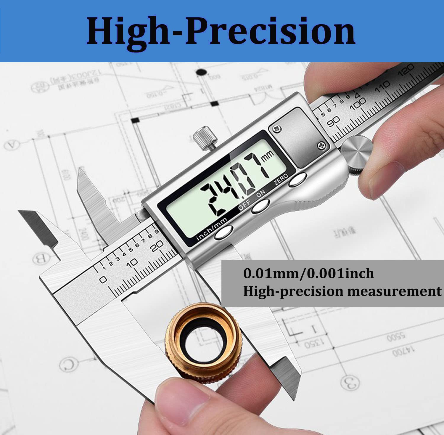 CAROSE Digital Caliper, 6 Inch/150mm Stainless Steel Vernier Caliper with IP54 Large LCD Screen and Inch/Millimeter Conversion