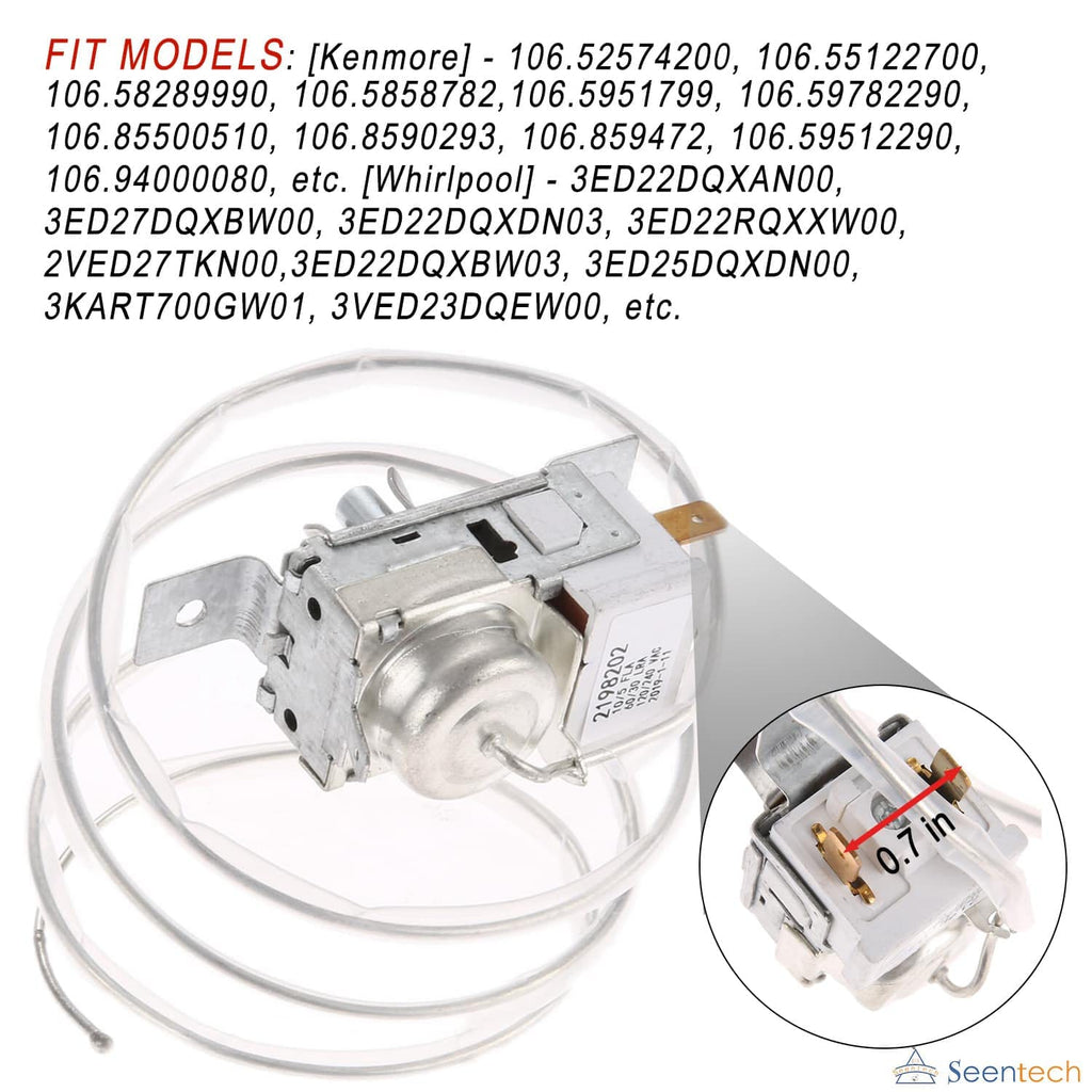 2198202 Refrigerator Cold Control Thermostat by Seentech Easy to Install - Exact Fit for Whirlpool,Kenmore Refrigerator - Replaces Part Numbers: WP2198202 2161284 2198201 PS11739232 AP6006166