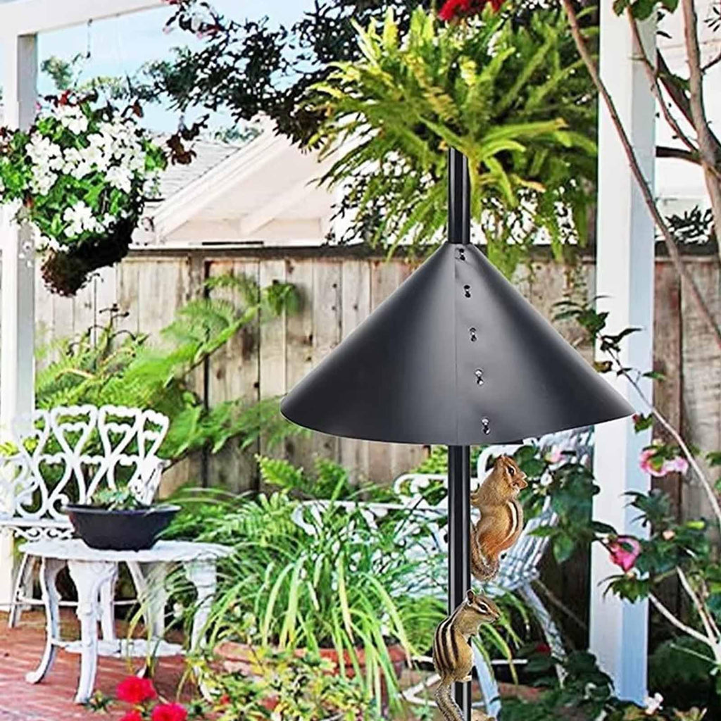 LinamHoz Squirrel Baffle for Bird Feeder Pole, Anti-Squirrel Guard Stopper for Outdoor Bird Feeders Squirrel Proof (Black Pole Style)