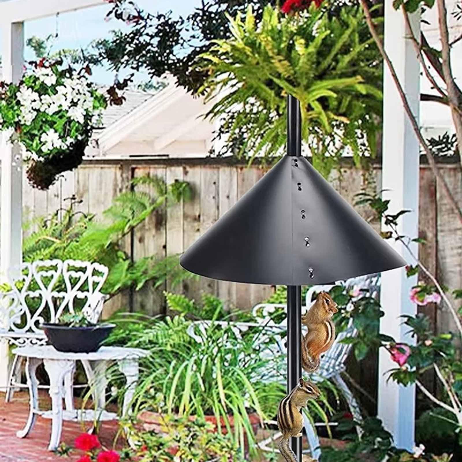 LinamHoz Squirrel Baffle for Bird Feeder Pole, Anti-Squirrel Guard Stopper for Outdoor Bird Feeders Squirrel Proof (Black Pole Style)