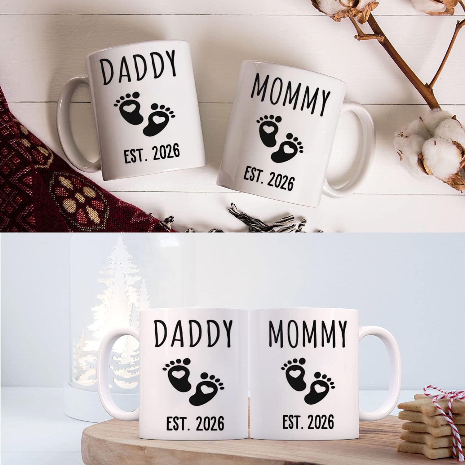 Mommy Daddy Est 2026 Coffee Mug,New Parents Gifts for Couples,First Time Mommy Daddy mugs,New Dad Gift,Mom Mug,Pregnancy Announcement Anniversary Parents to Be Gift,Baby Mother's Day Father's Day Gift