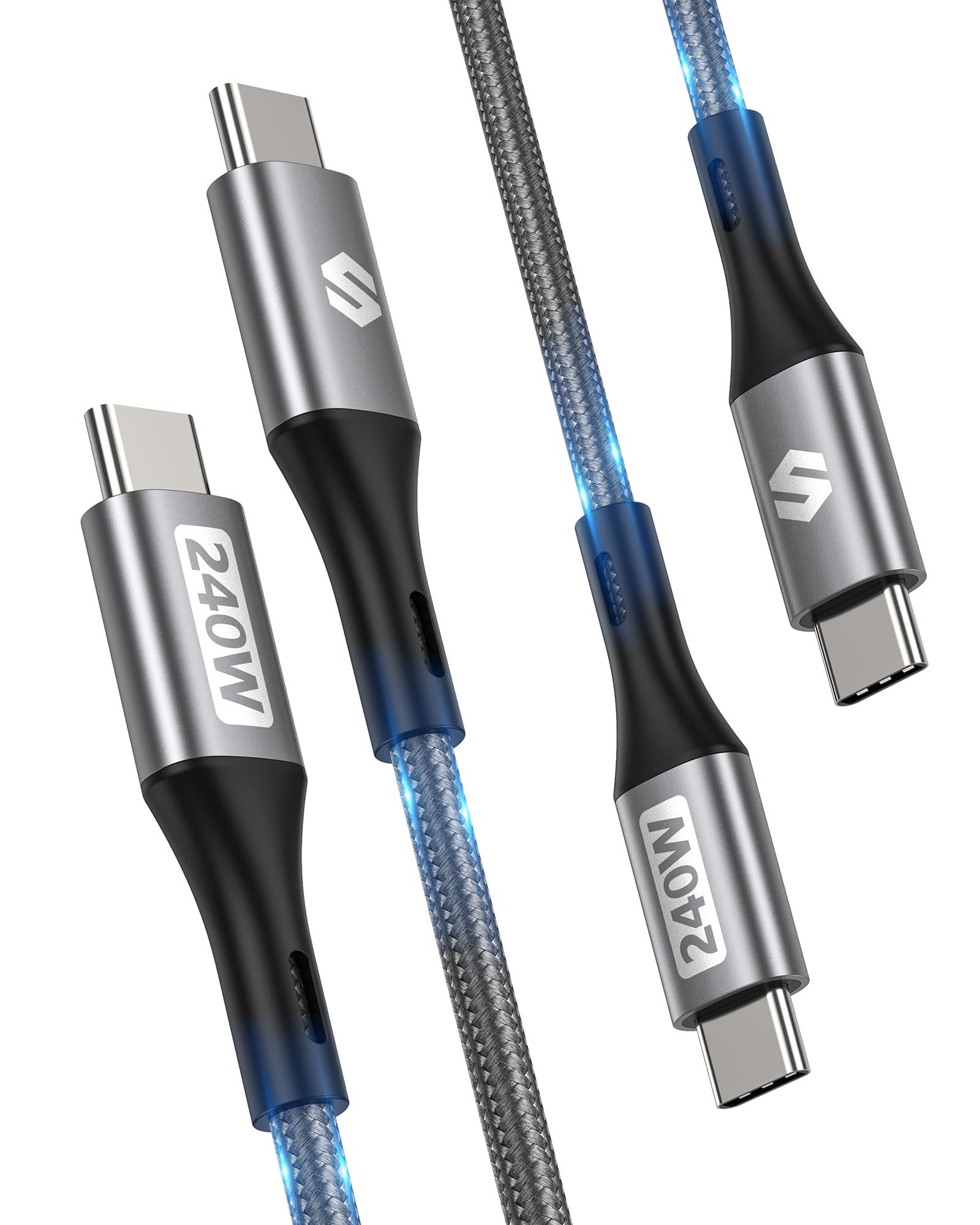 Silkland USB C to USB C Cable 240W 100W (2 Pack), 10FT Fast Charging Compatible for iPhone 17/16, MacBook, iPad, Samsung, Pixel, Laptop
