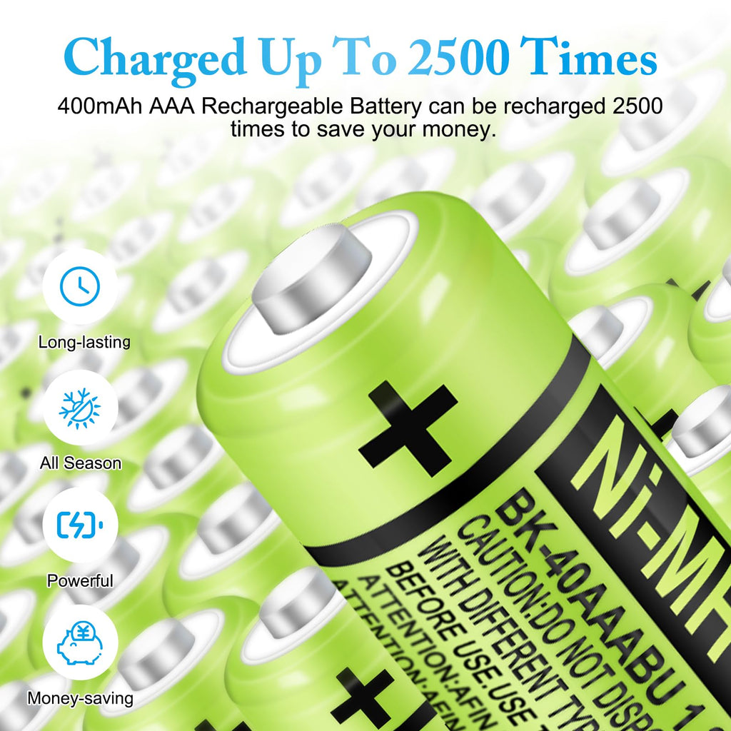 EOCIK 12 Pack BK-40AAABU NI-MH Rechargeable AAA Batteries for Panasonic, 400mAh 1.2V NI-MH AAA Rechargeable Batteries for Panasonic Cordless Phones,Remote Controls, Electronics