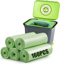 Aoriyar 1.2 Gallon Small Trash Bags, 160 Counts Biodegradable Bin Liners Garbage Bags, Thickened Mini Compostable Degradable Recycling Bags for Kitchen, Bathroom, Office (Green)