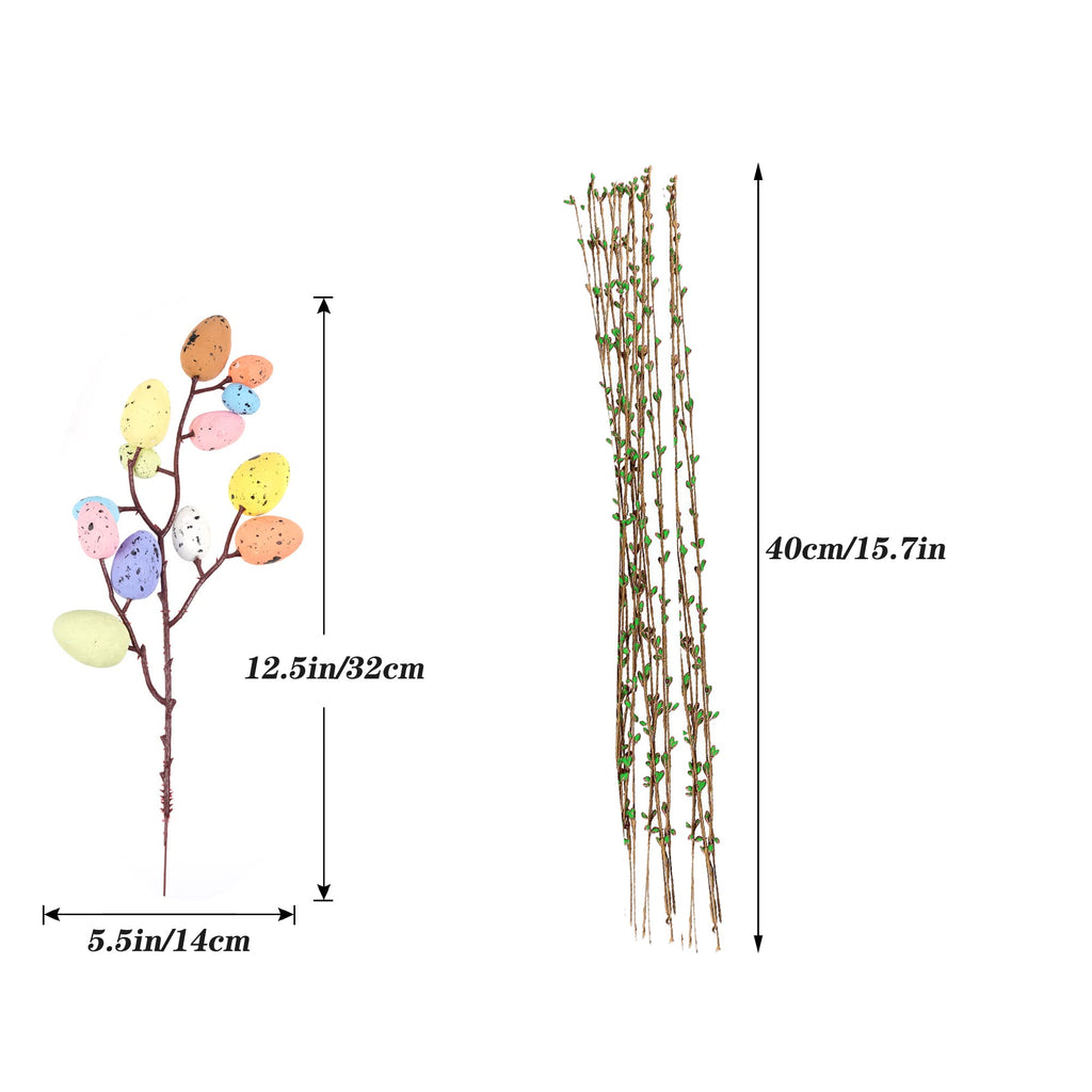 Shitailu Artificial Easter Spray Vine with Pastel Easter Eggs and Berries- Decorative Spring Floral Stems-Easter Egg Twig Branches for Floral Arrangement-Centerpiece Wreath Decoration (26 Pcs)