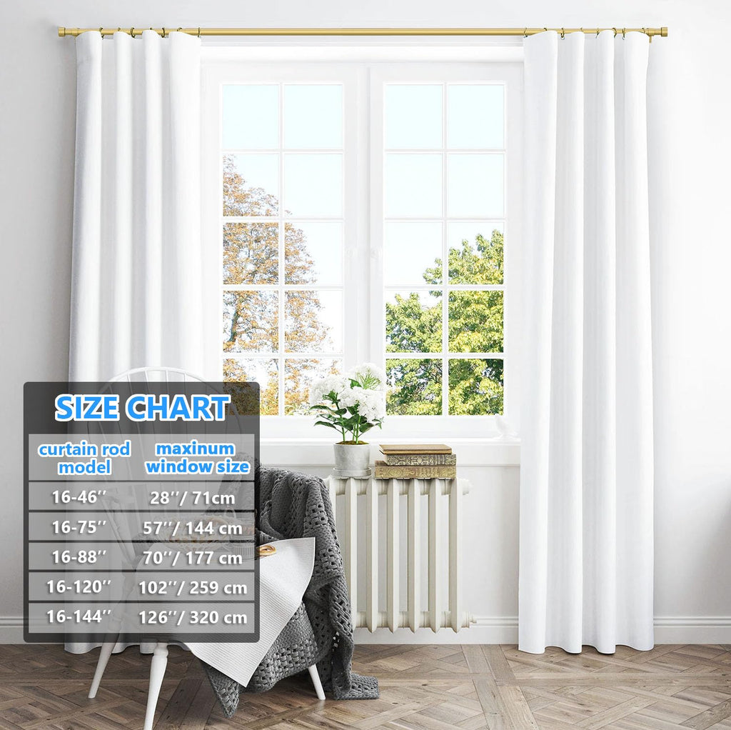 Ueuttiy Adjustable Curtain Rods for Windows 16-75", Cylindrical End Cap, 1-Inch-Diameter,Gold(40-190cm)