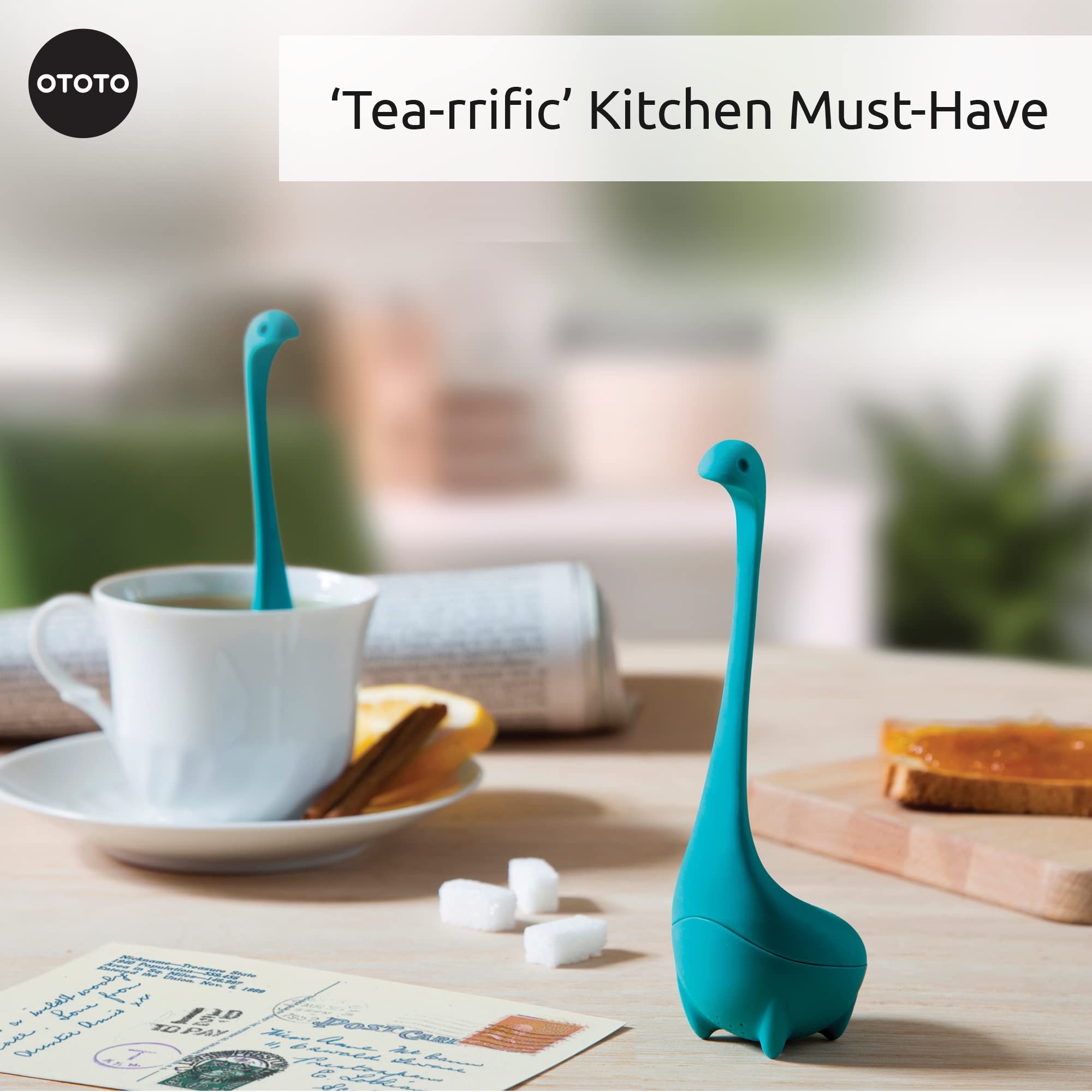 Silicone Tea Infuser by OTOTO - Dinosaur Tea Steeper, Tea Accessories, Loose Leaf Tea Infuser, Tea Strainer, Cute Gifts, Infuseur à Thé (Turquoise)