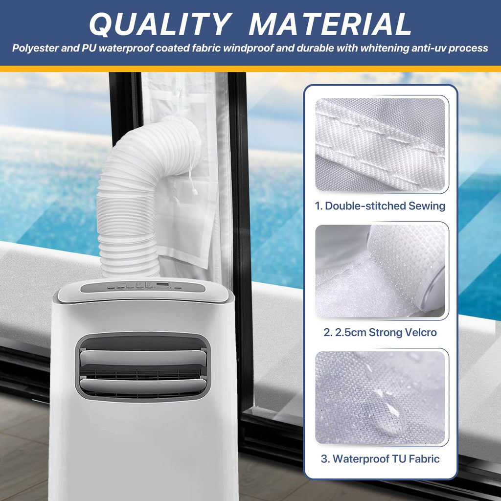 LOVIGA Universal Sliding Door Seal for Portable Air Conditioner and Dryer, 100% Sealing AC Door Vent Kit for Max 15cm Diameter Exhaust Hose, 25X192~232 Length Adjustable for Moblie A/C