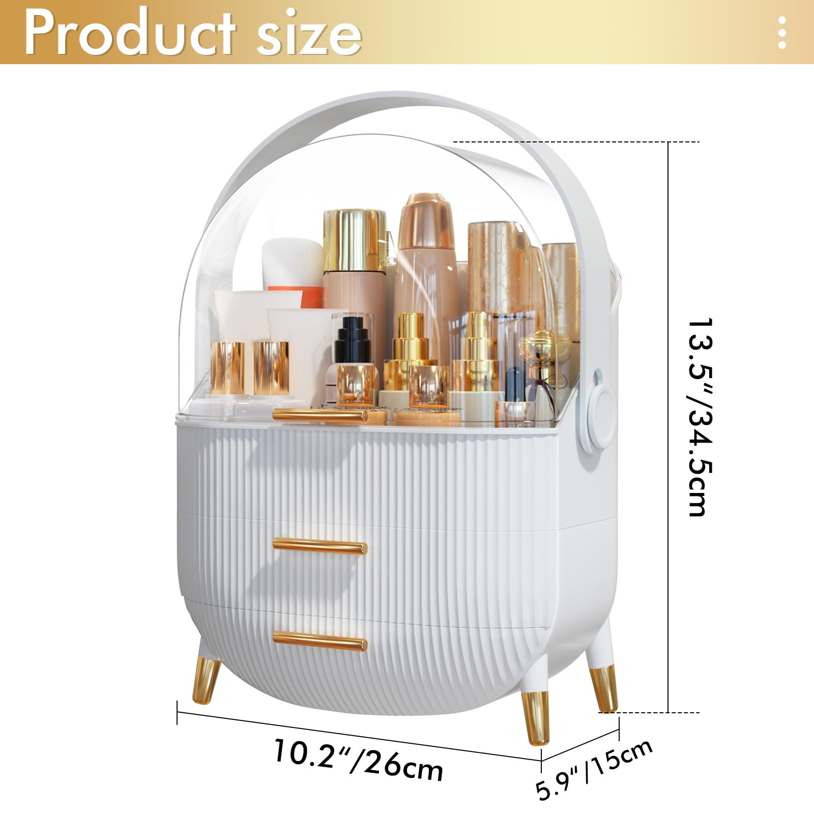 Makeup Organizer Skincare Organizers - Cosmetic Display Cases with Transparent Cover, SkinCare Organizers for Bathroom Countertop, Bedroom Vanity Desk, Lipstick Organizer, White