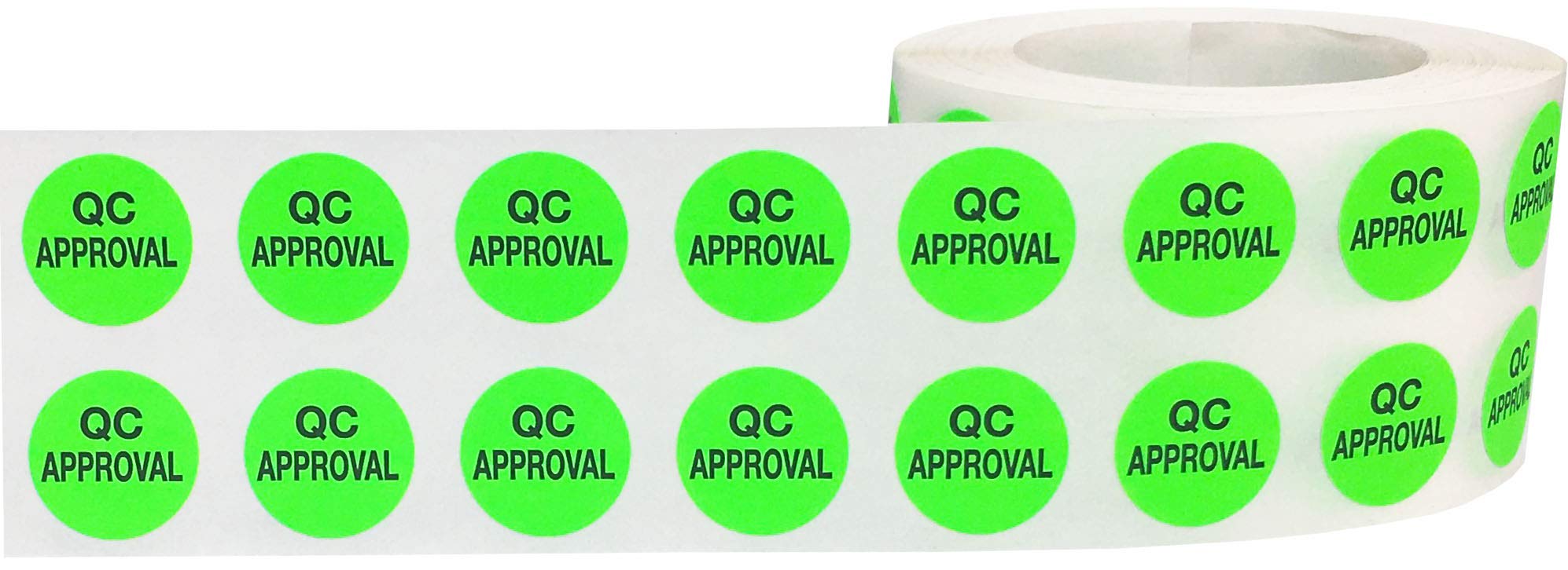 Fluorescent Green QC Approval Quality Check Stickers, 13 mm 1/2 Inch Circle Labels 1000 Pack