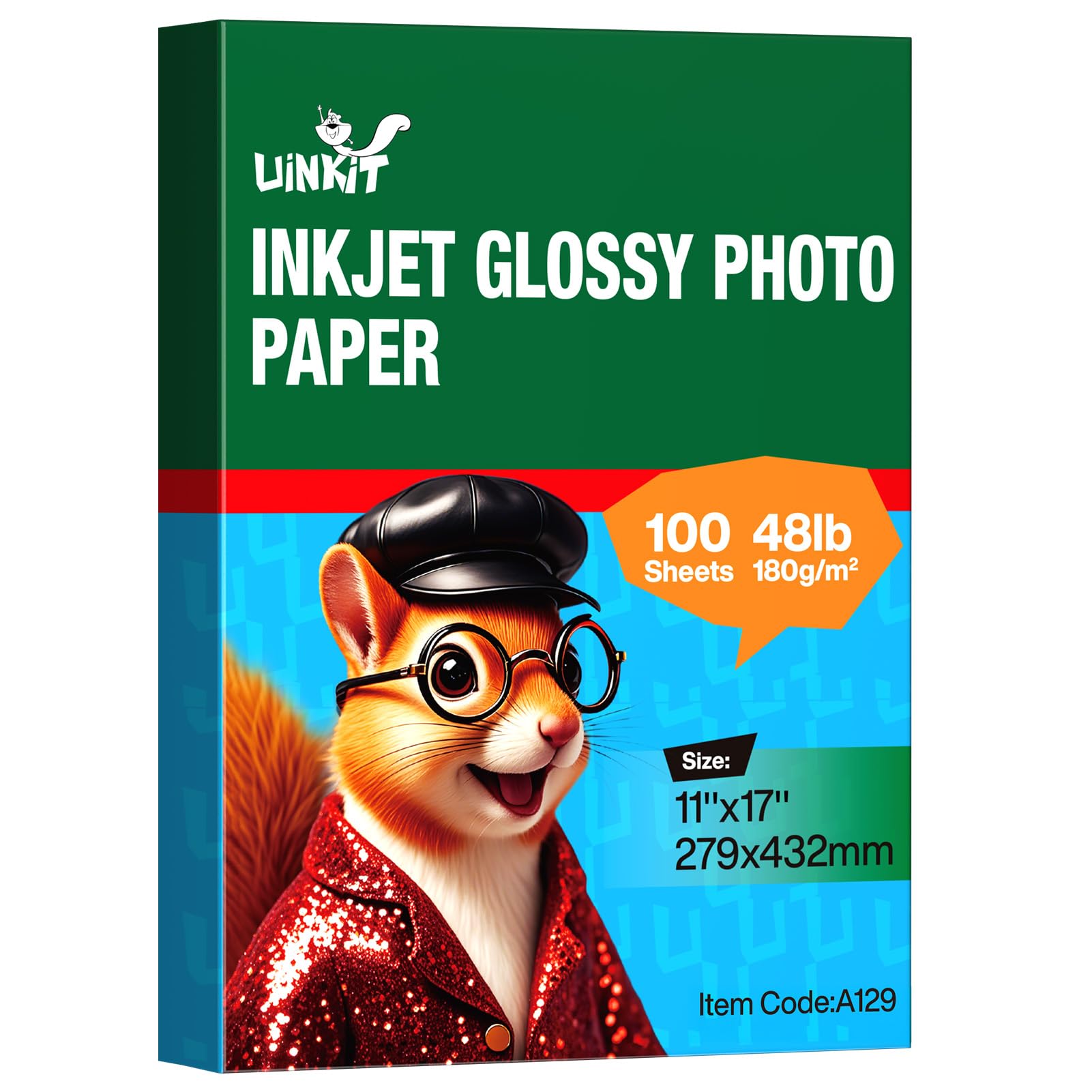 Uinkit Thin 11x17 Inkjet Glossy Photo Paper 100 Sheets 48lb Poster Paper for Printer Professional Photographic Paper